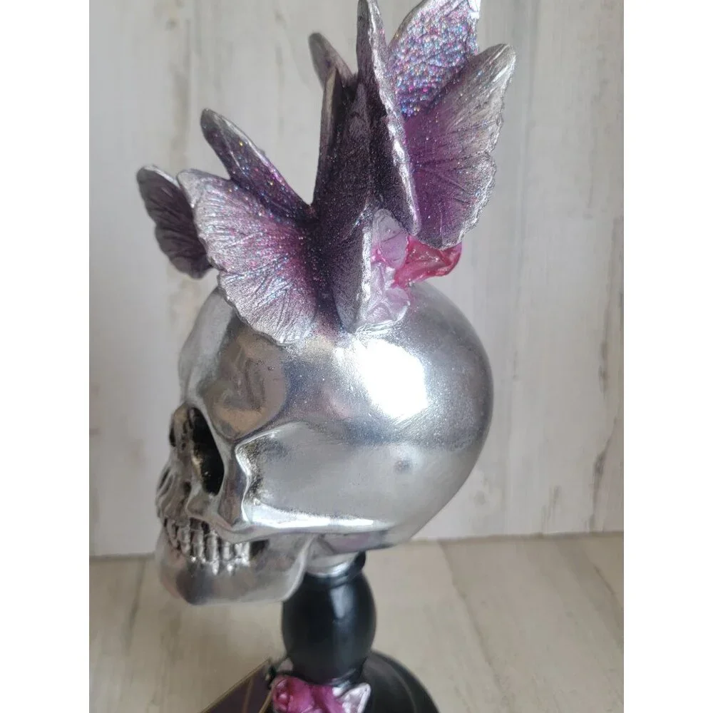 Moonlight Manor unique skull purple pink butterfly glitter‎ Rose Halloween